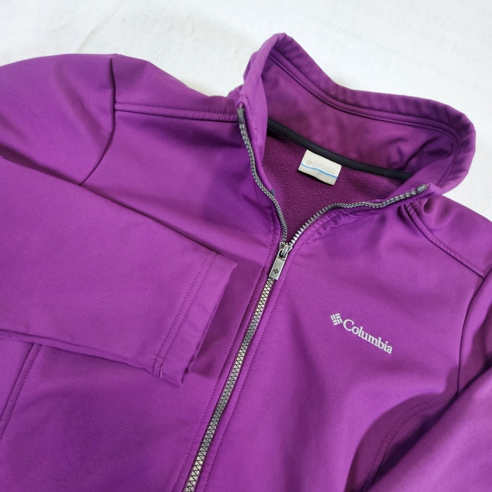 Columbia Kruser Ridge Softshell Full Zip Jacket Womens Large Purple Pockets